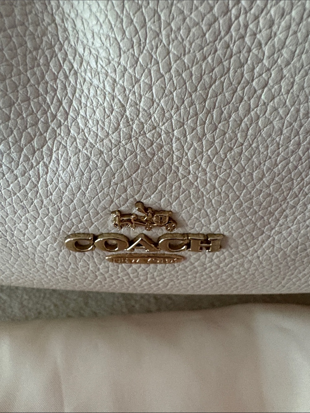 Coach White Pebbled Leather Hobo with Gold Floral Stud Accents - Picture 4 of 13